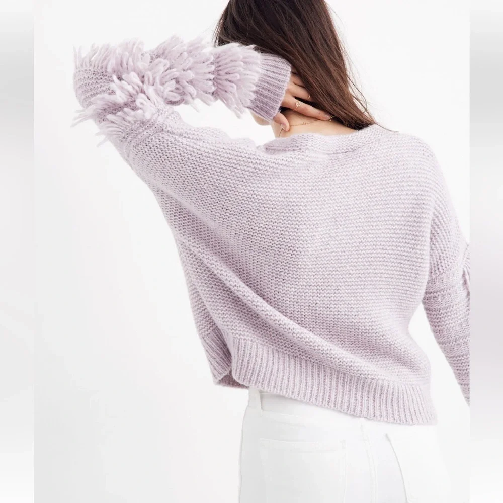 MADEWELL Fringe-Sleeve Pullover Sweater